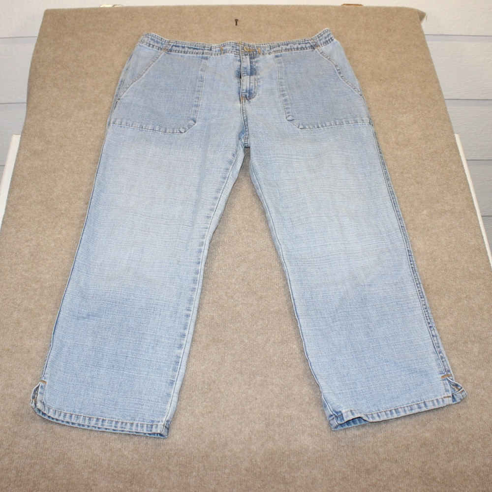 Vintage Old Navy Blue Jeans Light Wash Cropped Straight Leg Denim Pants Size 16